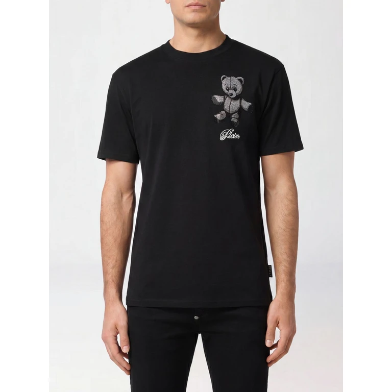 Cotton T-shirt with Teddy Bear Print and Rear Logo (FAECMTK8498PJY002N02)