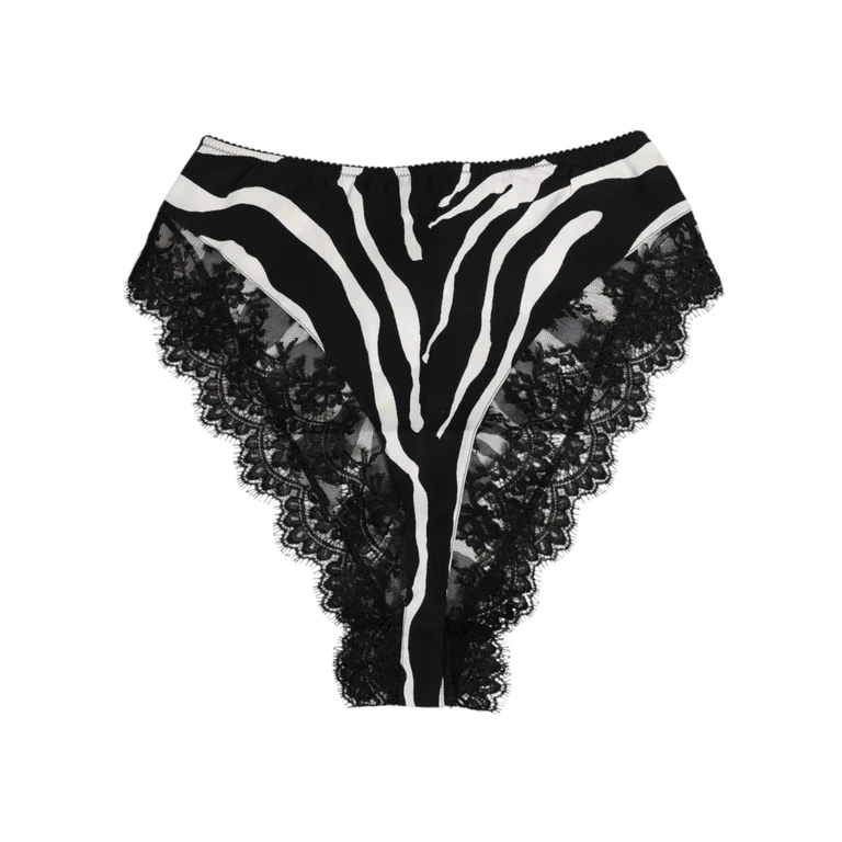 Dolce & Gabbana Black Silk Zebra Print Lace High Waist Underwear Co+08+pa+se Clothing - Women