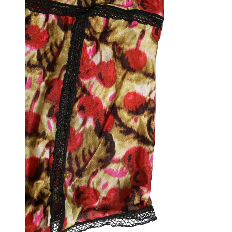 Roberto Cavalli Multicolor Cherryprint Lace Bodysuit Underwear Clothing - Women