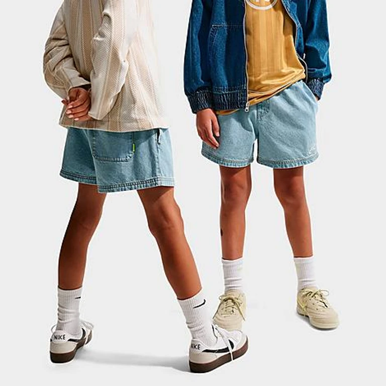 Nike Big Kids Sportswear Collection Denim Shorts in Light Armory Blue/Wheat Size: XS