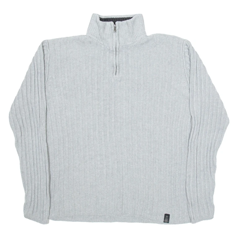 NAUTICA Mens Jumper Grey 1/4 Zip Tight Knit XL