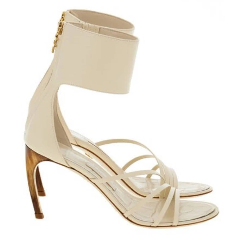 Ferragamo Clethra Curve Heel Leather Sandals (01I003 772750)