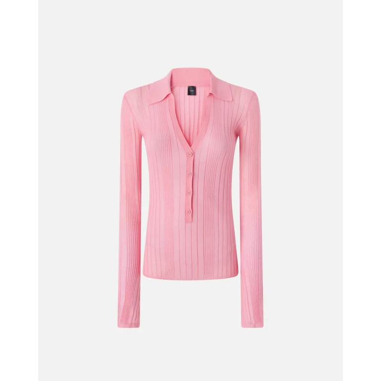 Pinko - Polo côtelé à manches longues - XS