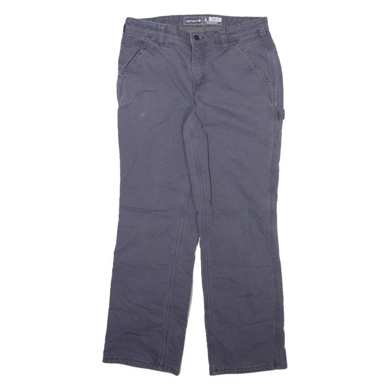 CARHARTT Fleece Lined Carpenter Womens Trousers Blue Loose Straight W30 L29
