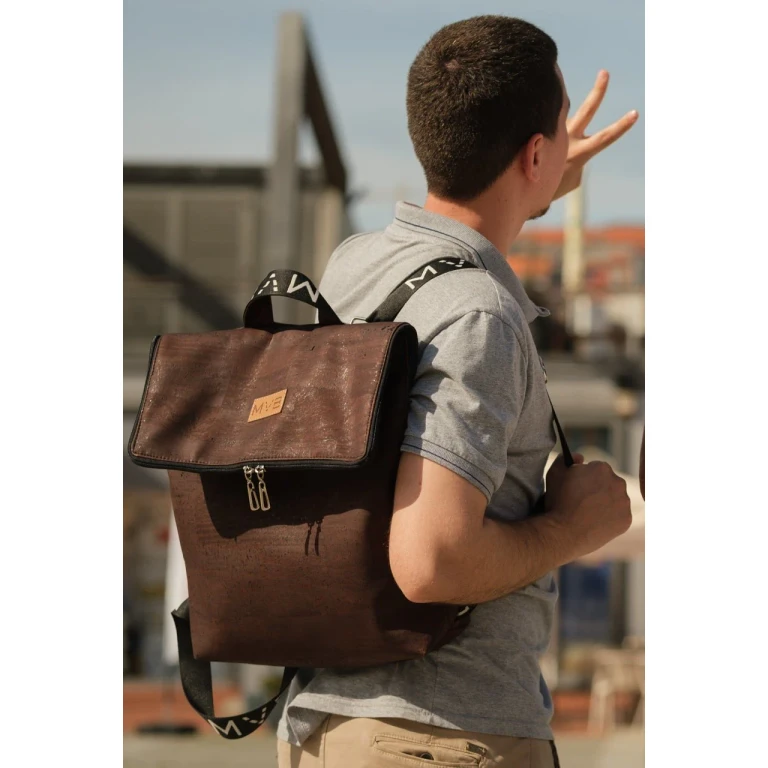 Laptop Vegan Backpack dark brown cork