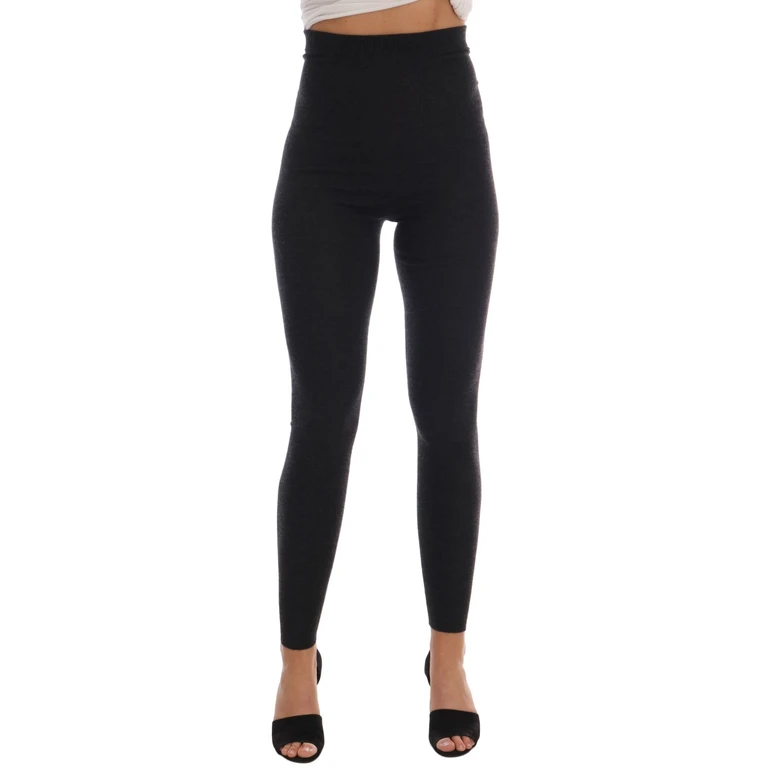 Dolce & Gabbana Gray Cashmere Ribbed Stretch Tights Clothing - Women