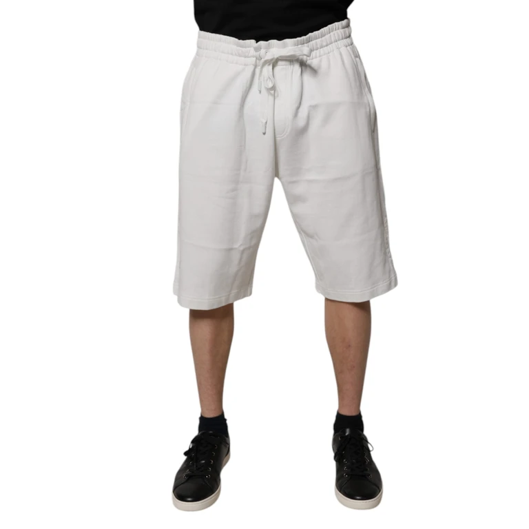 White Cotton Sweatshorts Men Bermuda Shorts - Men