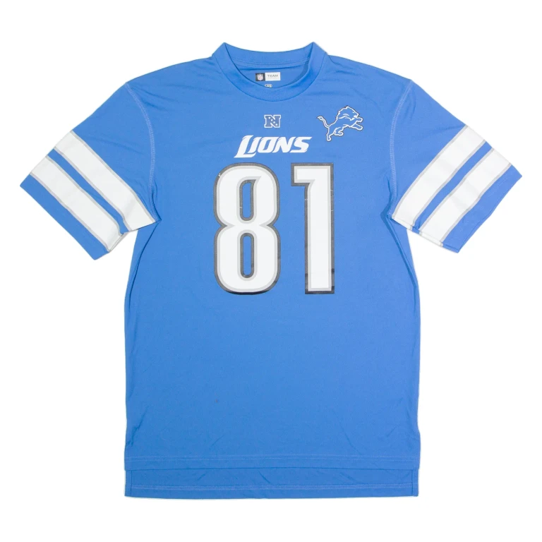 NFL Detroit Lions #81 Johnson Mens Jersey Blue USA V-Neck L
