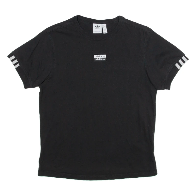 ADIDAS Womens T-Shirt Black UK 12