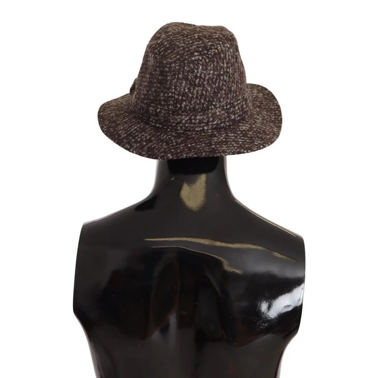 Dolce & Gabbana Gray Melange Blended Textured Tweed Hat Wool - Women