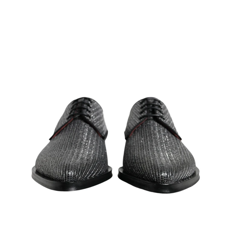 Silver Polyurethane Derby Formal Dress Shoes Black - Men