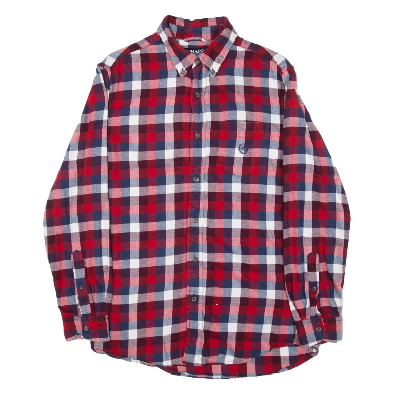 CHAPS Mens Flannel Shirt Red Check Long Sleeve S