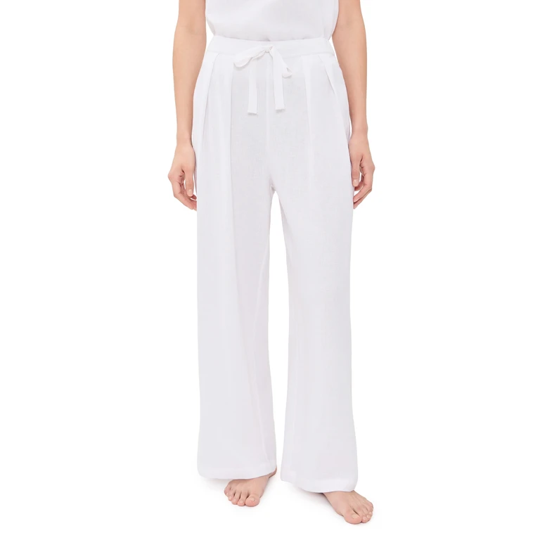Eberjey Linen Blend Relaxed Pants White M
