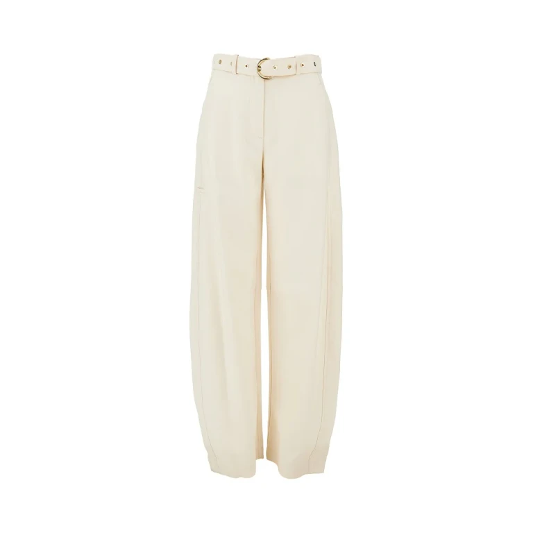PINKO Panama fabric pants with belt Woman 38