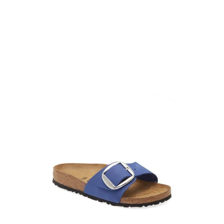 Unisex Madrid Big Buckle Nubuk Leather Azure Blue