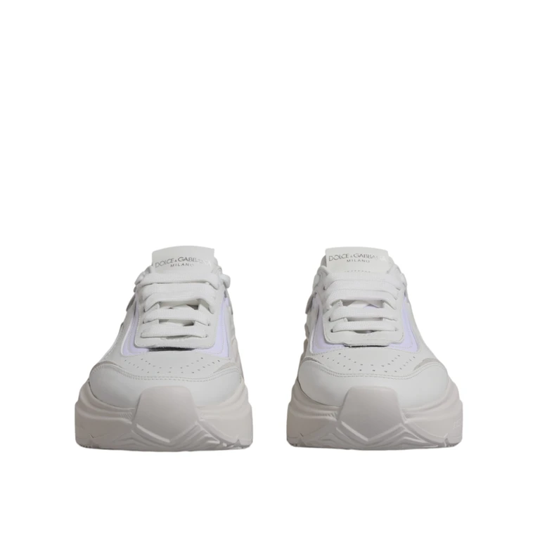 White Daymaster Low Top Sneakers Shoes Calf Leather Nylon Acrylic - Women
