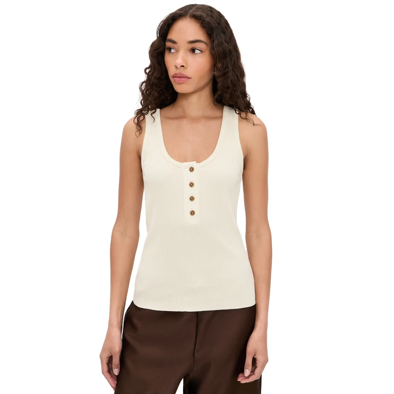 Vince Rib Henley Tank Sun Ivory XS