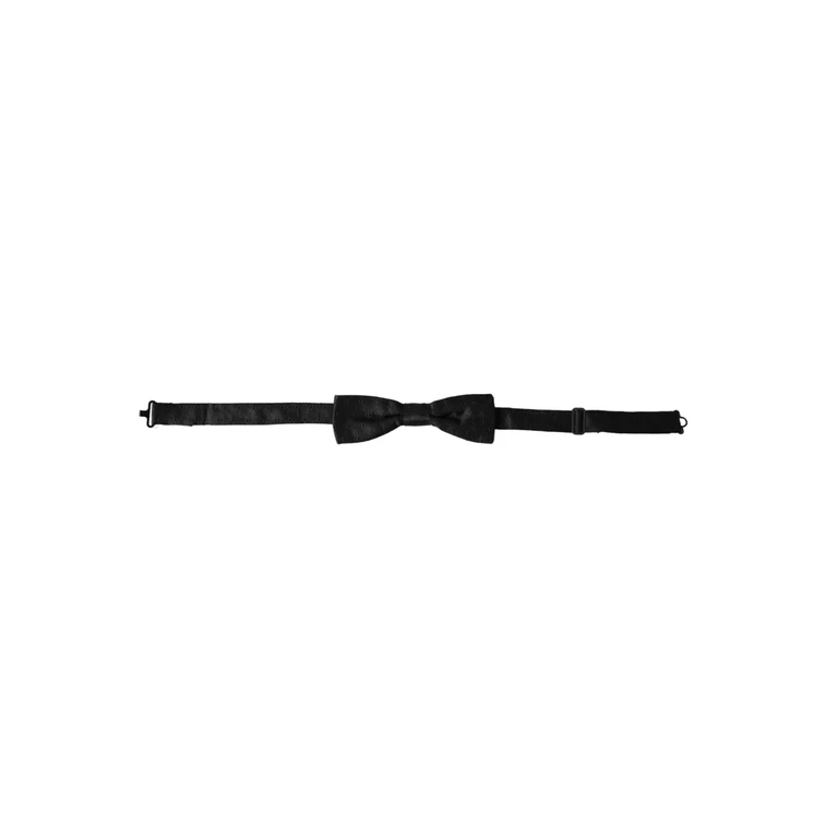 Dolce & Gabbana Black Silk Patterned Adjustable Neck Men Bow Tie - Men