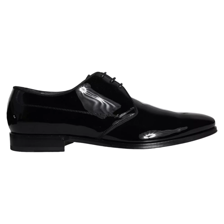 Black Calfskin Leather Derby Men Dress Shoes - Men