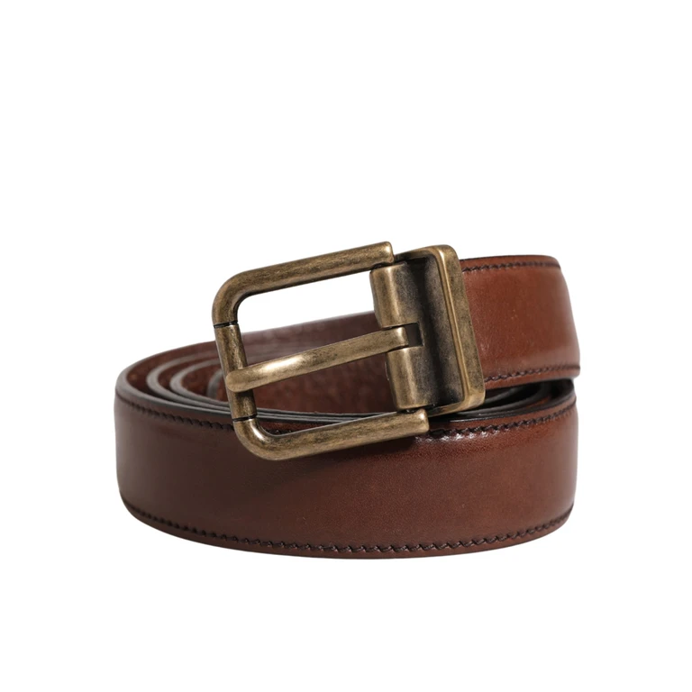 Dolce & Gabbana Men Brown Classic Leather Metal Buckle Belt Calf - Men