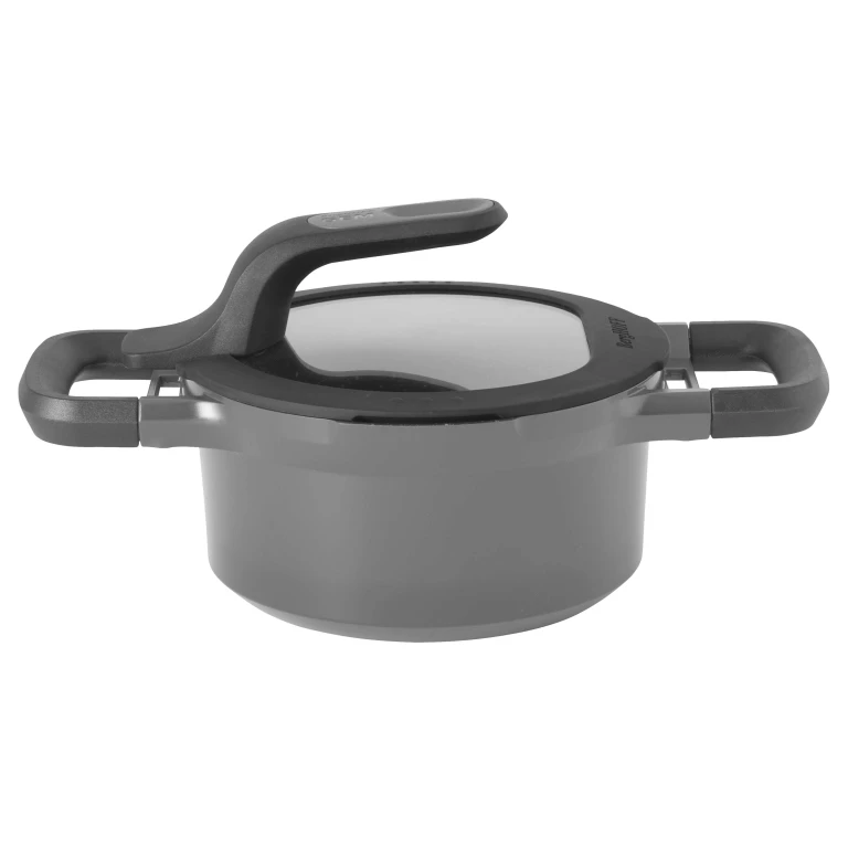 GEM Nonstick Cast Aluminum 6.25" Stockpot 1.6qt. with Lid, Grey