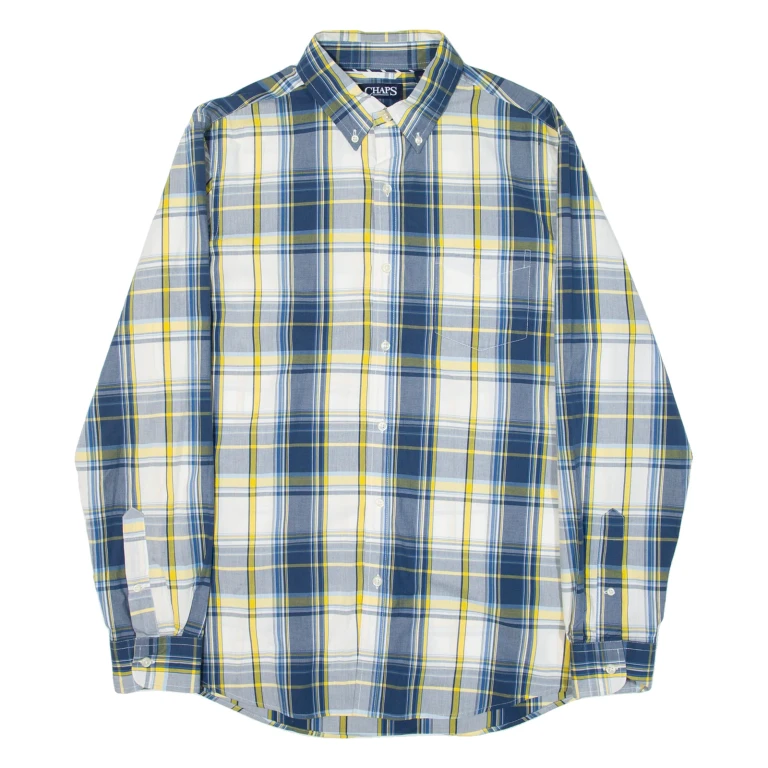CHAPS Mens Shirt Blue Check Long Sleeve M