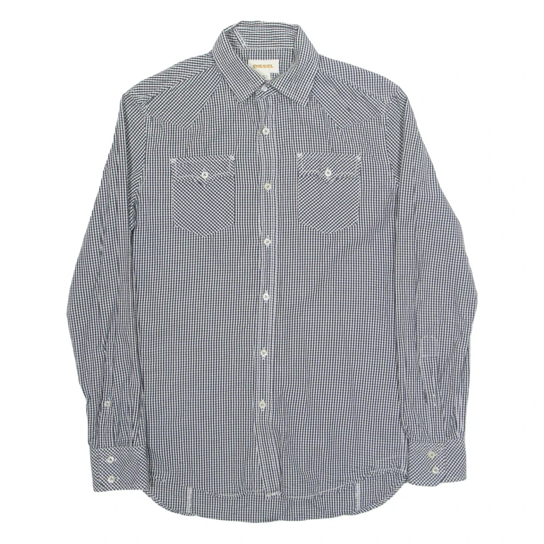 DIESEL Mens Shirt Black Gingham Long Sleeve S