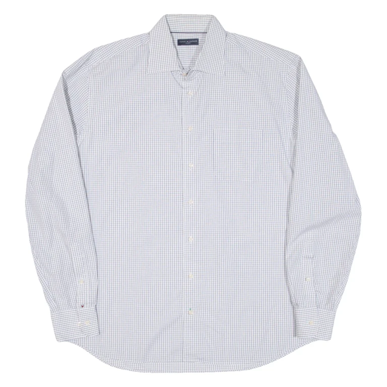 TOMMY HILFIGER Mens Shirt White Check Long Sleeve XL