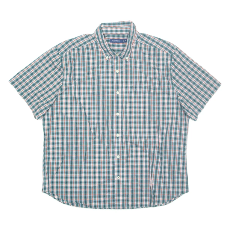 NAUTICA Mens Shirt Green Check 2XL