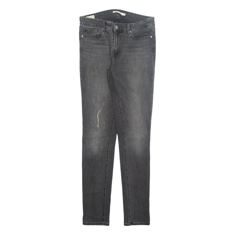 LEVI'S 711 Big E Womens Jeans Grey Slim Skinny Stone Wash W26 L32
