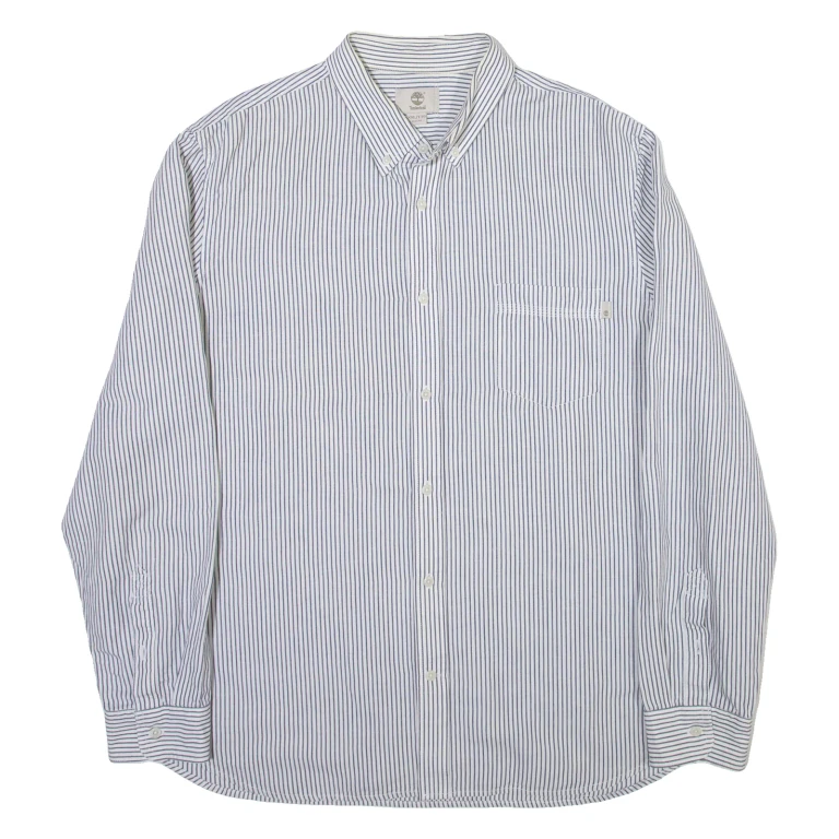 TIMBERLAND Mens Shirt White Striped Long Sleeve 2XL