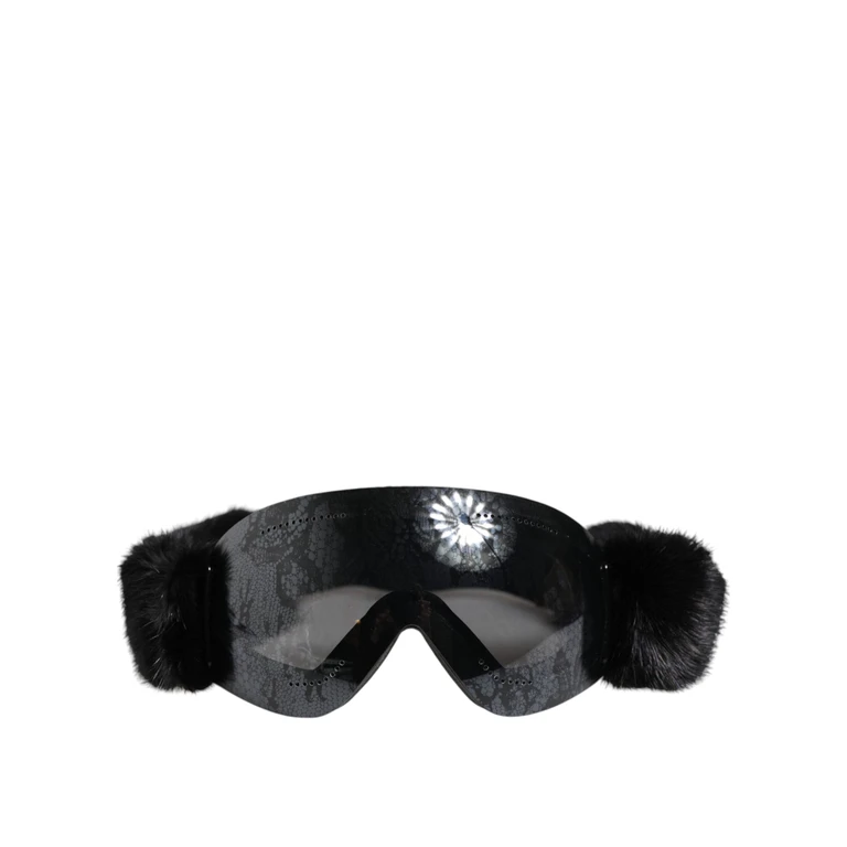 Dolce & Gabbana Black Bi0759 Lace Mirrored Ski Goggles Mask Sunglasses Acetate - Women