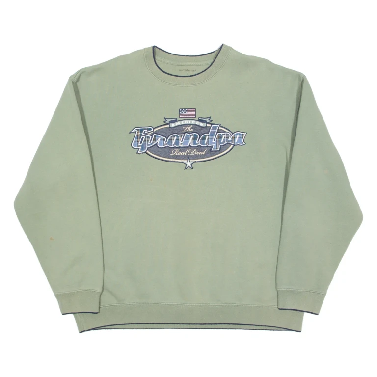 CROFT & BARROW Mens Sweatshirt Green Crew Neck L
