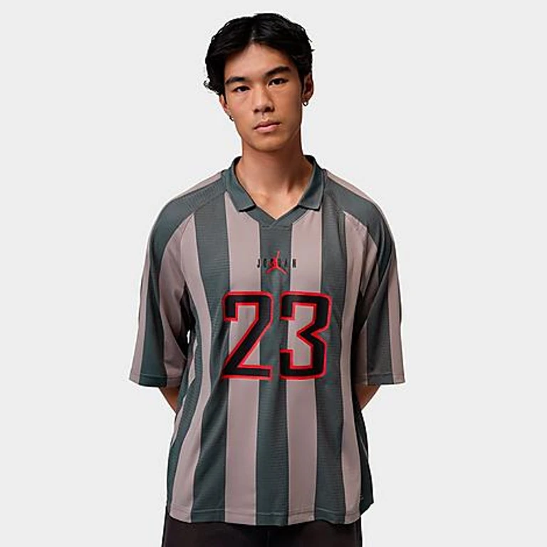 Nike Men's Jordan Brooklyn Terrace Top in Enigma Stone/Iron Grey/University Red Size: XS