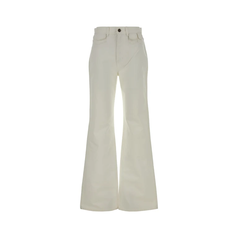 Chloé Jeans Flare A Vita Alta Denim White - Women