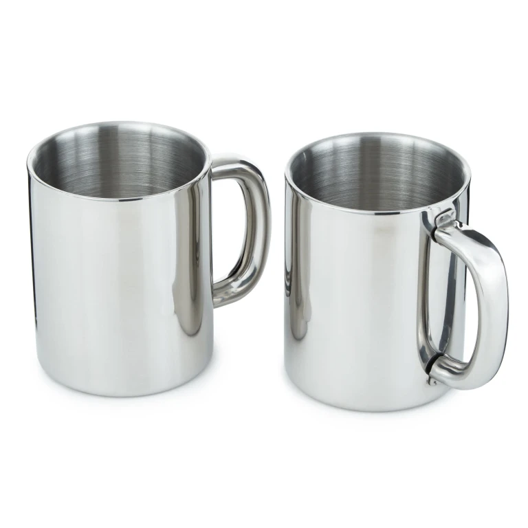 2Pc 18/10 Stainless Steel Coffee Mug, 12oz.