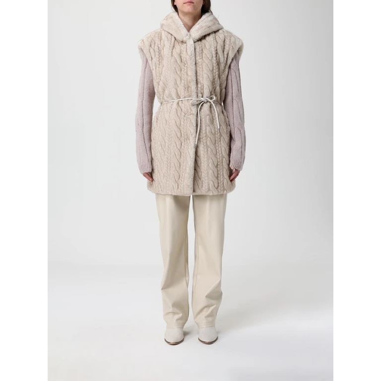 LIU JO Fur Coat Woman color Beige (MF5364E1044W9868)