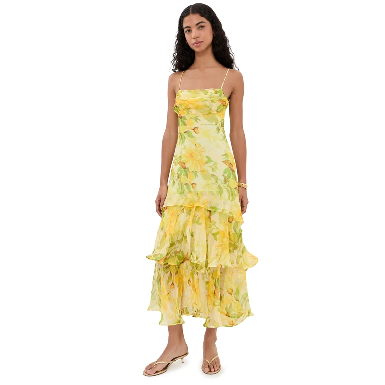 ASTR the Label Alison Dress Yellow Floral L