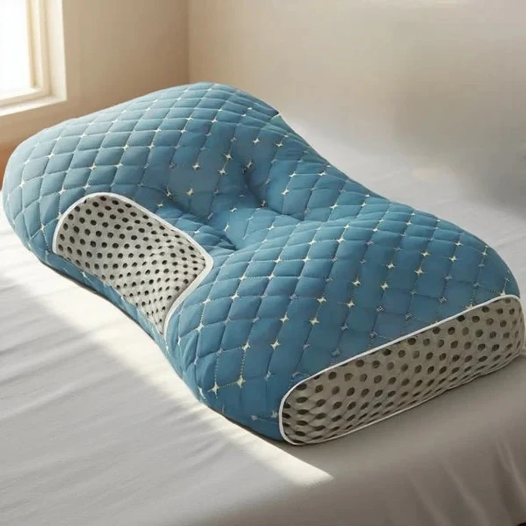 3D Knitted Cotton Massage Pillow - Soft, Breathable Neck Support Cushion