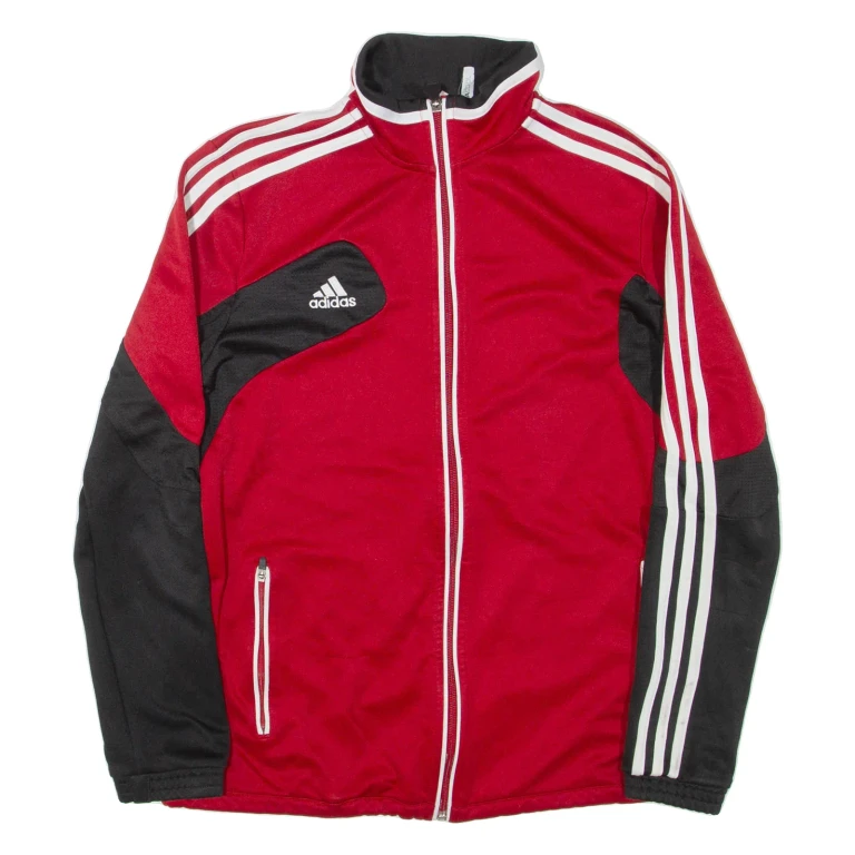 ADIDAS Womens Track Jacket Red Colourblock UK 16