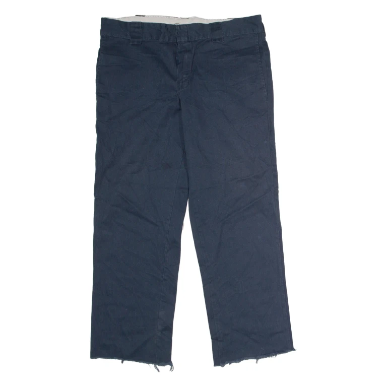 DICKIES Workwear Mens Twill Trousers Blue Slim Straight W34 L27
