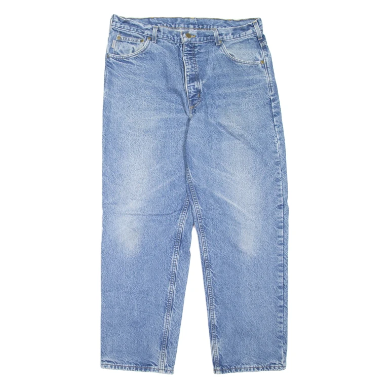 CARHARTT Blanket Lined Workwear Mens Jeans Blue Tapered Stone Wash W35 L29