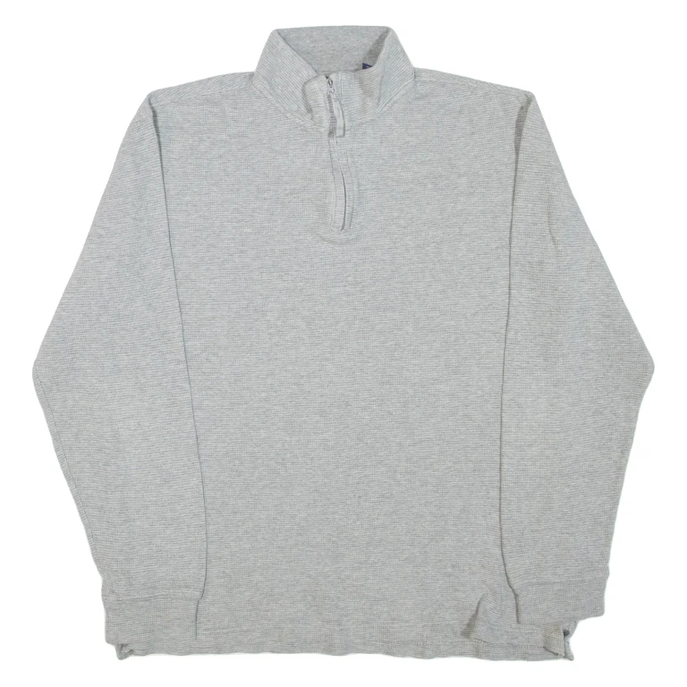 CHAPS Mens Jumper Grey 1/4 Zip Tight Knit M