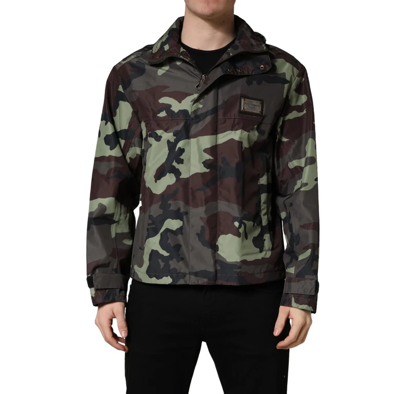 Dolce & Gabbana Multicolor Camouflage Hooded Bomber Jacket Nylon Polyester Clothing - Men