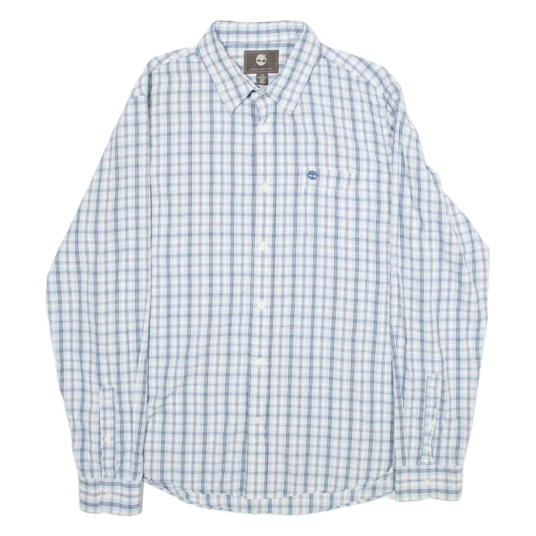 TIMBERLAND Regular Fit Mens Shirt Blue Check Long Sleeve L