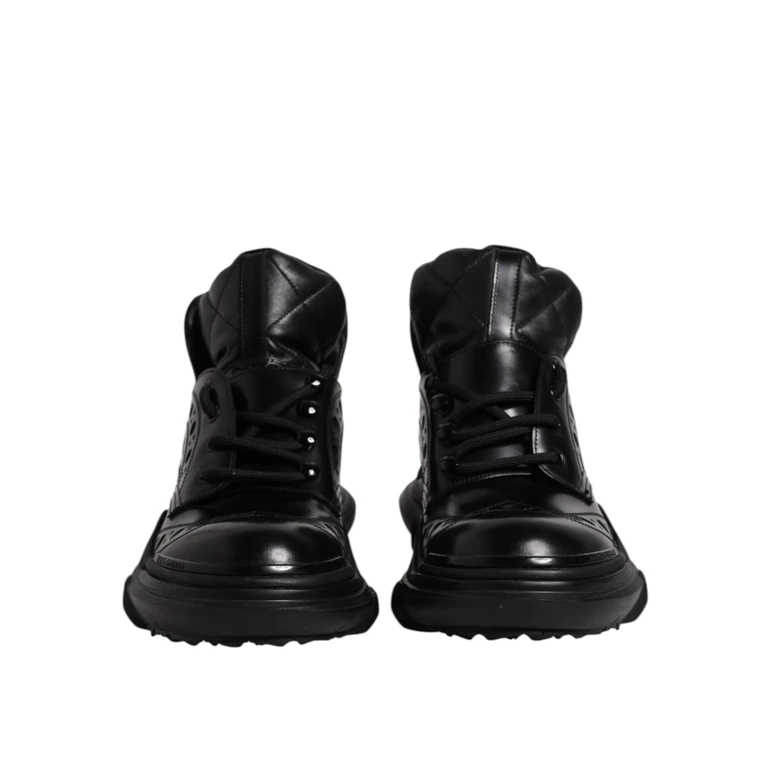Dolce & Gabbana Black Leather Casual Mens Ankle Boots Shoes - Men