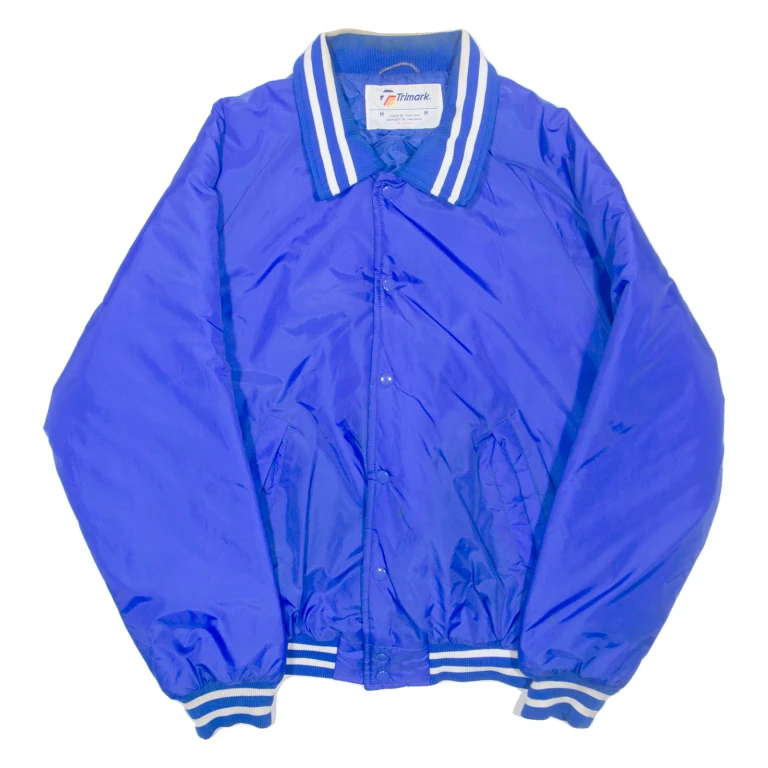TRI-MARK Mens Varsity Jacket Blue Nylon M