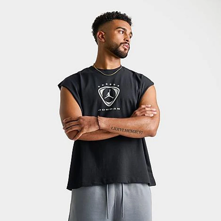 Jordan Men's Brooklyn Sleeveless Top in Black/Metallic Silver Size: Small