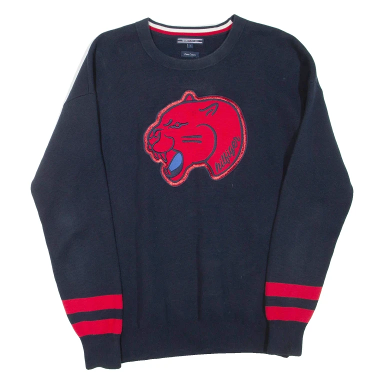 TOMMY HILFIGER Mens Jumper Blue Tight Knit M