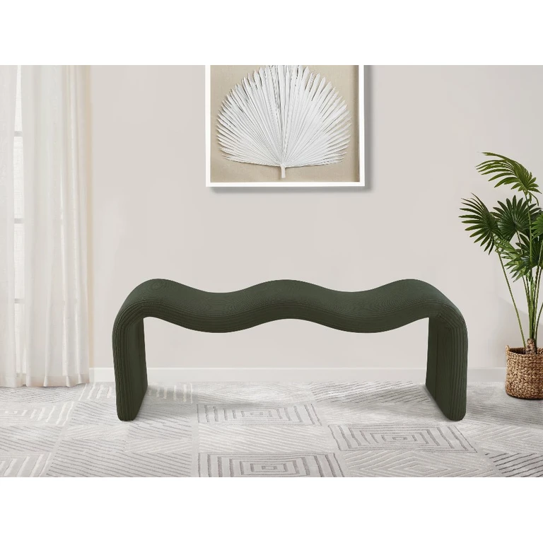 Willow Green Corduroy Upholstered Bench